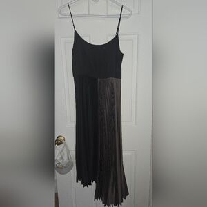 All Saints Black Pleated Asymmetrical Sundress